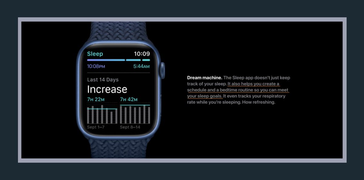 4. Present Features As SolutionsSleep tracking is a feature.They present it as a solution to a problem.Trying to build a consistent sleep schedule?Or hit your sleep goals?The Apple Watch helps.