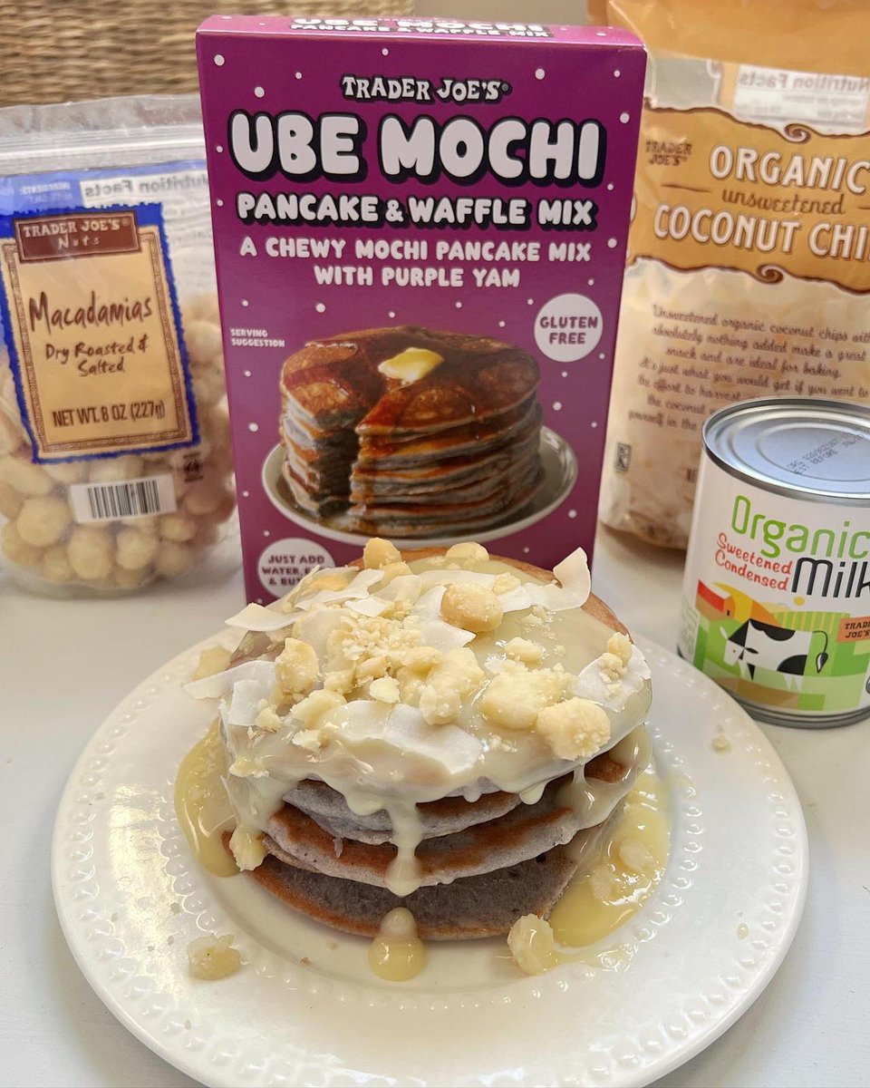TJsObsessed's tweet photo. 💜💜💜💜 Happy SUNDAY! The UBE Pancake &amp; Waffle Mix is back &amp; hope you grabbed some! I added some crushed up macadamia nuts and condensed milk with som butter and it was delish! Tag 🏷 your brunch bff! How do you serve yourself??I’m also on the lookout for the+ https://t.co/D2tuaPh9xg