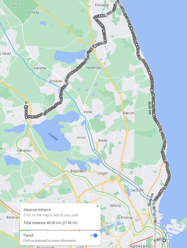 KristianHede's tweet photo. Today I finally completed a "short" project of mine I have been taking many small steps toward achieving over the last couple of weeks. I managed to walk 45 Km (see the route below) all done in about 10 hours. (with a couple of sit down breaks ofc) https://t.co/dObfR3uS0g