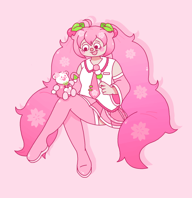 sakura miku and sakura bohug having a sakura snack! 🌸🌸🌸 