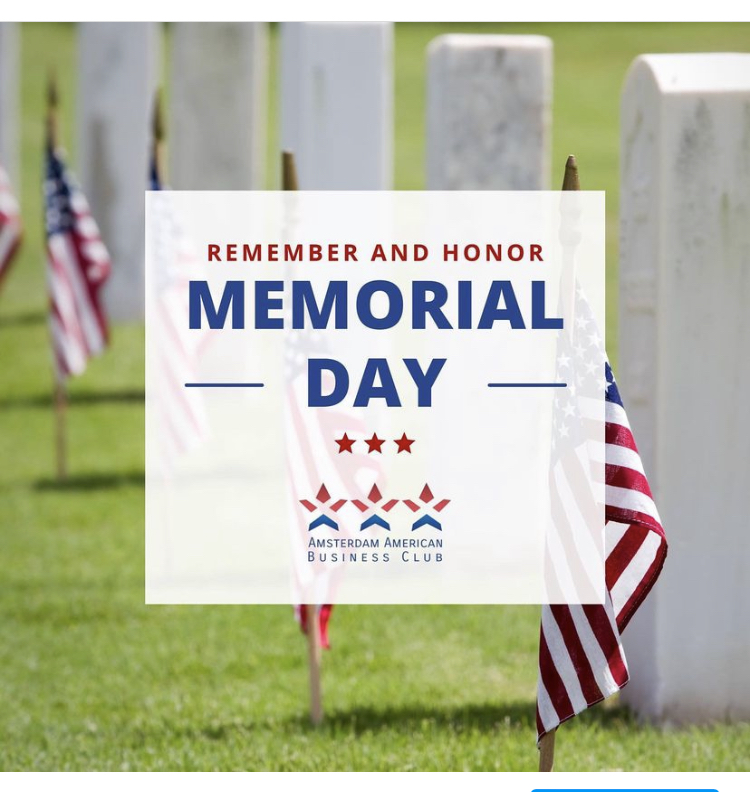 Happy Memorial Day.🇺🇸 On the last Monday of May we remember and honor our fallen heroes, and thank them for their service in the US army. We will never forget. #AABC #amsterdam #american #business #club #memorialday #memorialday2022 #heroes #honor #neverforget #thankyou #grateful