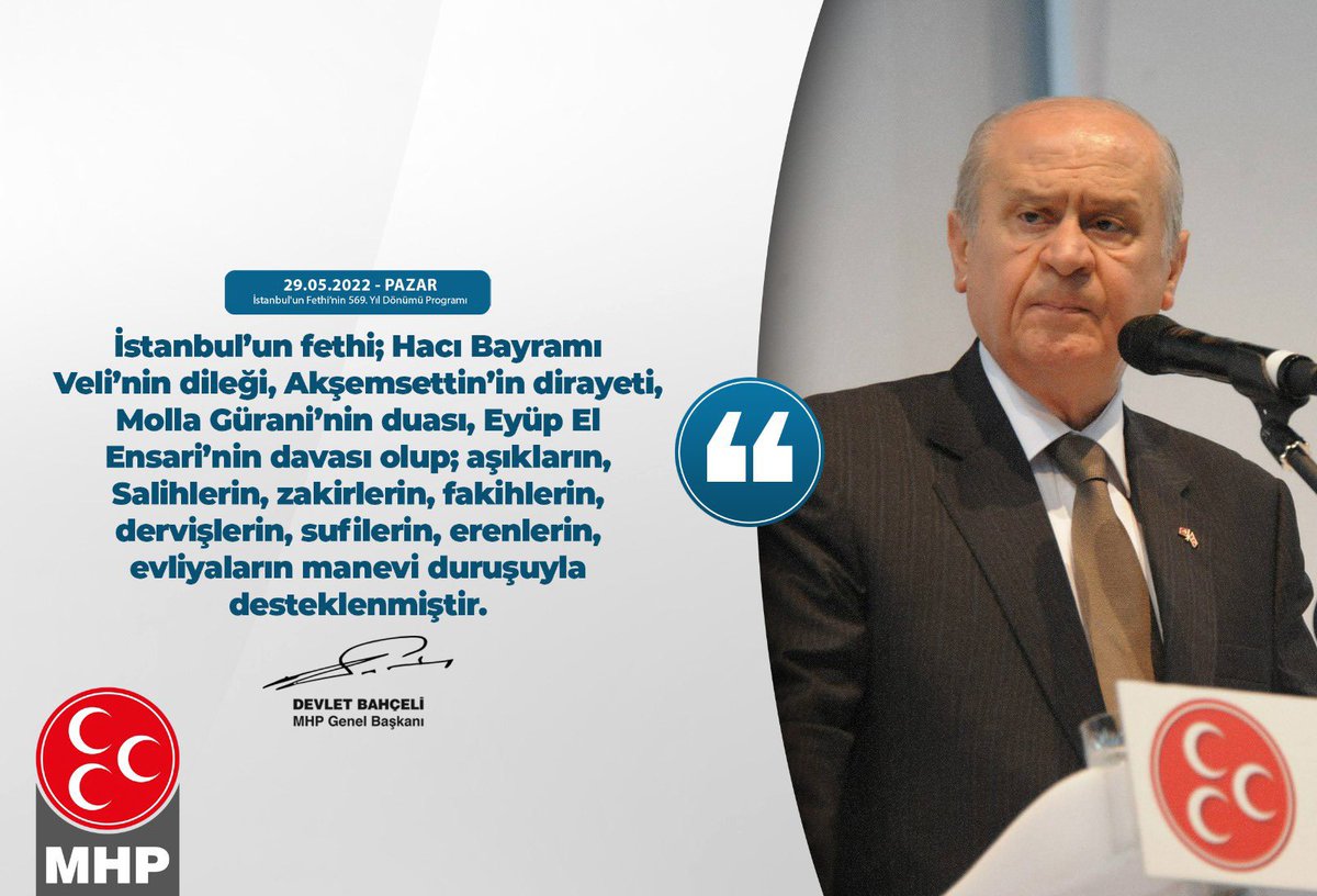 İstanbul’un fethi; Hacı Bayramı Veli’nin dileği, Akşemsettin’in dirayeti, Molla Gürani’nin duası, Eyüp El Ensari’nin davası olup; aşıkların, Salihlerin, zakirlerin, fakihlerin, dervişlerin, sufilerin, erenlerin, evliyaların manevi duruşuyla desteklenmiştir.