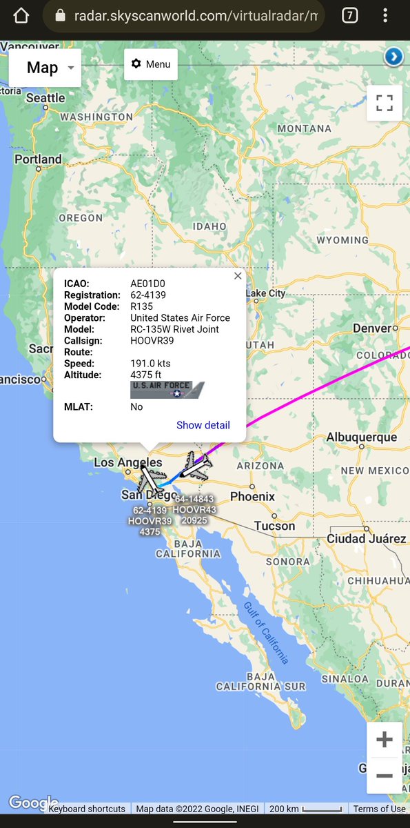 scan_sky's tweet photo. #HOOVR Flight Inbound To March ARB ๐บ๐ธ From Lincoln Airport ๐บ๐ธ
#USAF - RC-135V Rivet Joint - 64-14843 - #HOOVR43
#USAF - RC-135W Rivet Joint - 62-4139 - #HOOVR39 https://t.co/XE7WFflL5F