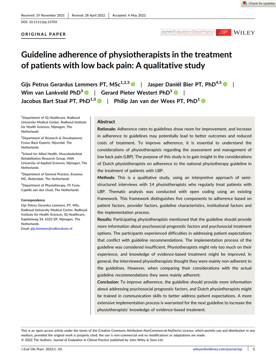 PhysioMeScience's tweet photo. Guideline adherence of physiotherapists in the treatmentof patients with low back pain: A qualitative study

👀👀👇

https://t.co/QFRtVu8u0C https://t.co/GrinWz53Pq