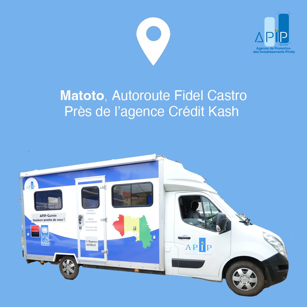 Invest_in_Gn's tweet photo. Retrouvez votre bus à partir de lundi 30 mai : 

📍À Matoto, sur l’autoroute Fidel Castro, près de l’agence Crédit Kash
🕣 De 8h30 à 16h30. 

#APIPGuinee, Plus proche de vous !

Nos partenaires :
@EcobankGuinee @PNUDGuinee BCI Guinée

#formalisation #entreprenariat https://t.co/OUeMEnoECO