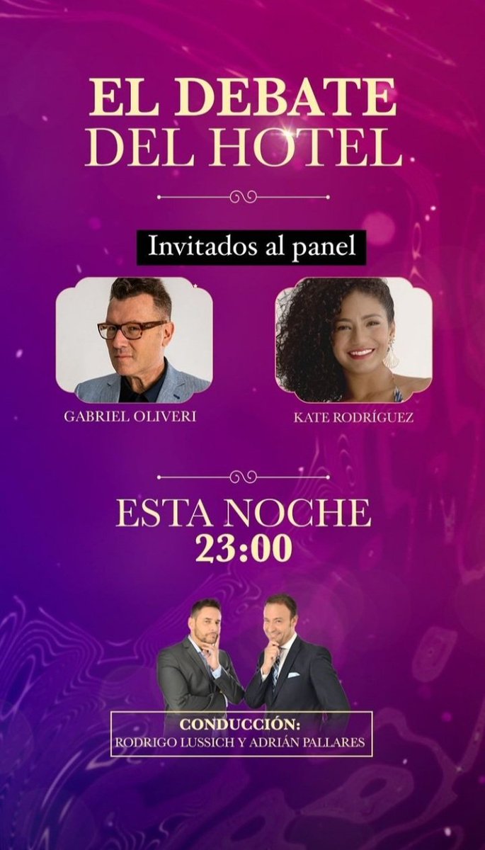 Va a estar muy buenoooo👏🔥
<a href="/OliveriGabriel/">Gabriel Oliveri</a> <a href="/katepma/">Kate Rodriguez</a> <a href="/adrianpalla/">adrian pallares</a> <a href="/rodrigolussich/">rodrigo Zeta</a> <a href="/hoteldefamosos_/">El Hotel De Los Famosos😜</a> @hoteIdefamosos <a href="/eltreceoficial/">eltrece</a> 
#ElDebateDelHotel
#ElHotelDeLosFamosos