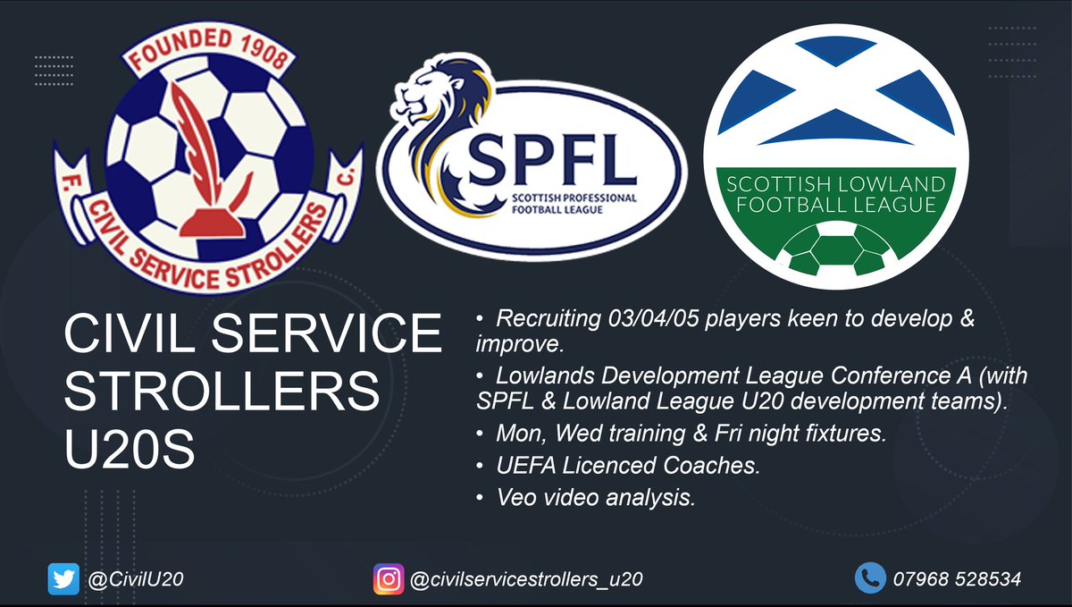 CivilU20's tweet photo. New season, new challenge? Born 03/04/05? Ready to test yourself against SPFL &amp; Lowland League Development teams? Get in touch... https://t.co/jhP3Ku3lfJ