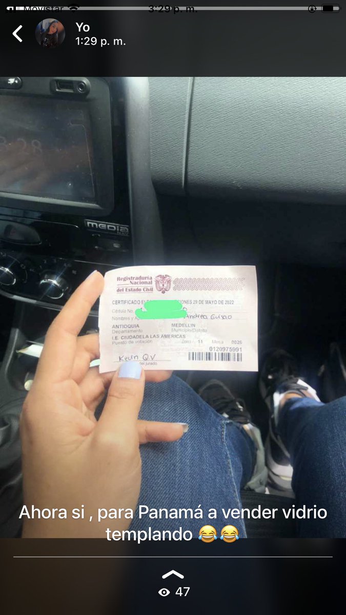 Andreagso's tweet photo. @tobonsanin Me siento muy nerviosa y con muchas ansias. Ejerciendo mi derecho al voto y cumpliendo el deber con mi país, yo quiero un #cambioenprimero #yovotopetropresidente https://t.co/qn2VfctMU5