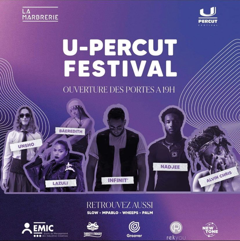Salut à tous ! Une grosse soirée de rap français le 11 Juin à Montreuil ça vous dit ?
<a href="/La_Marbrerie/">La Marbrerie</a> accueille l'U-Percut Festival pour ensemble mettre à l'honneur les cultures urbaines d'aujourd'hui et de demain🔥
La billetterie est disponible sur notre profil ! À vous de jouer🥊