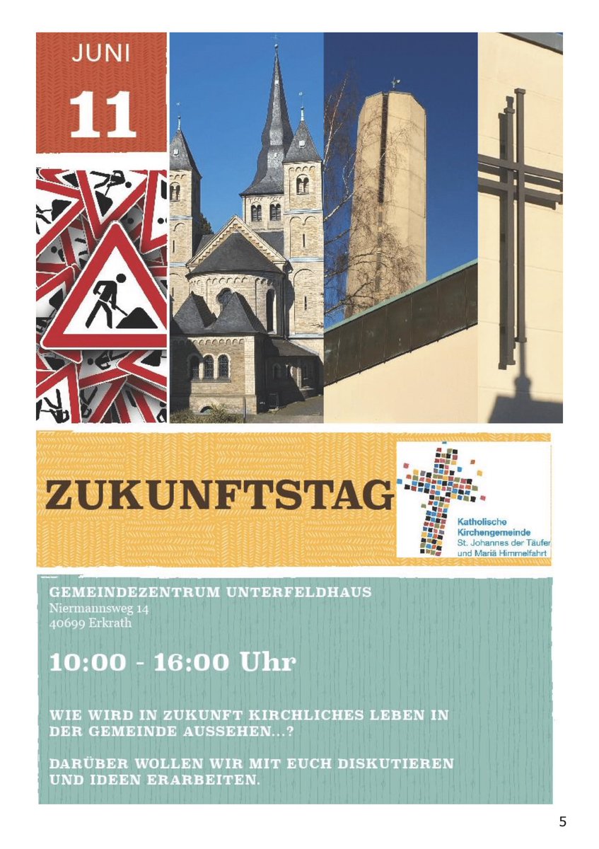Wie wird in #Zukunft kirchliches Leben in unserer #Gemeinde aussehen? 

Einladung zum #Zukunftstag am 11.06.2022 in der Zeit von 10.00 bis 16.00 Uhr Wir sind die gesamte Zeit für Euch da. 

Kommt sehr gerne vorbei. Wir freuen uns auf Euch. #Katholisch #Zukunftstag_KKEU