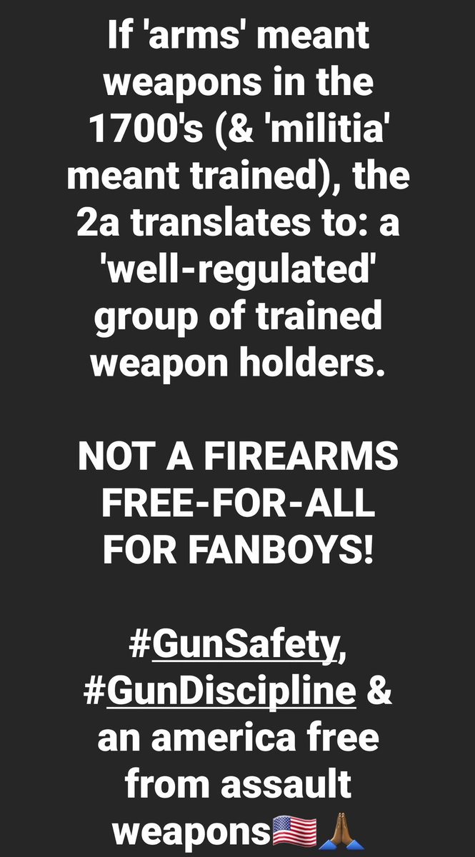 Compassioning's tweet photo. Now that they're scrambling, this is the time to care for your nervous-system (& be super disciplined) #EmpathicWarriors
Know the WHY (& DENY)
WHY do you want #GunSafety, #GunDiscipline & an america FREE from assault weapons?
Why do they DENY the 2a doesn't mention 'firearms'? https://t.co/L5Ml2PrdsN