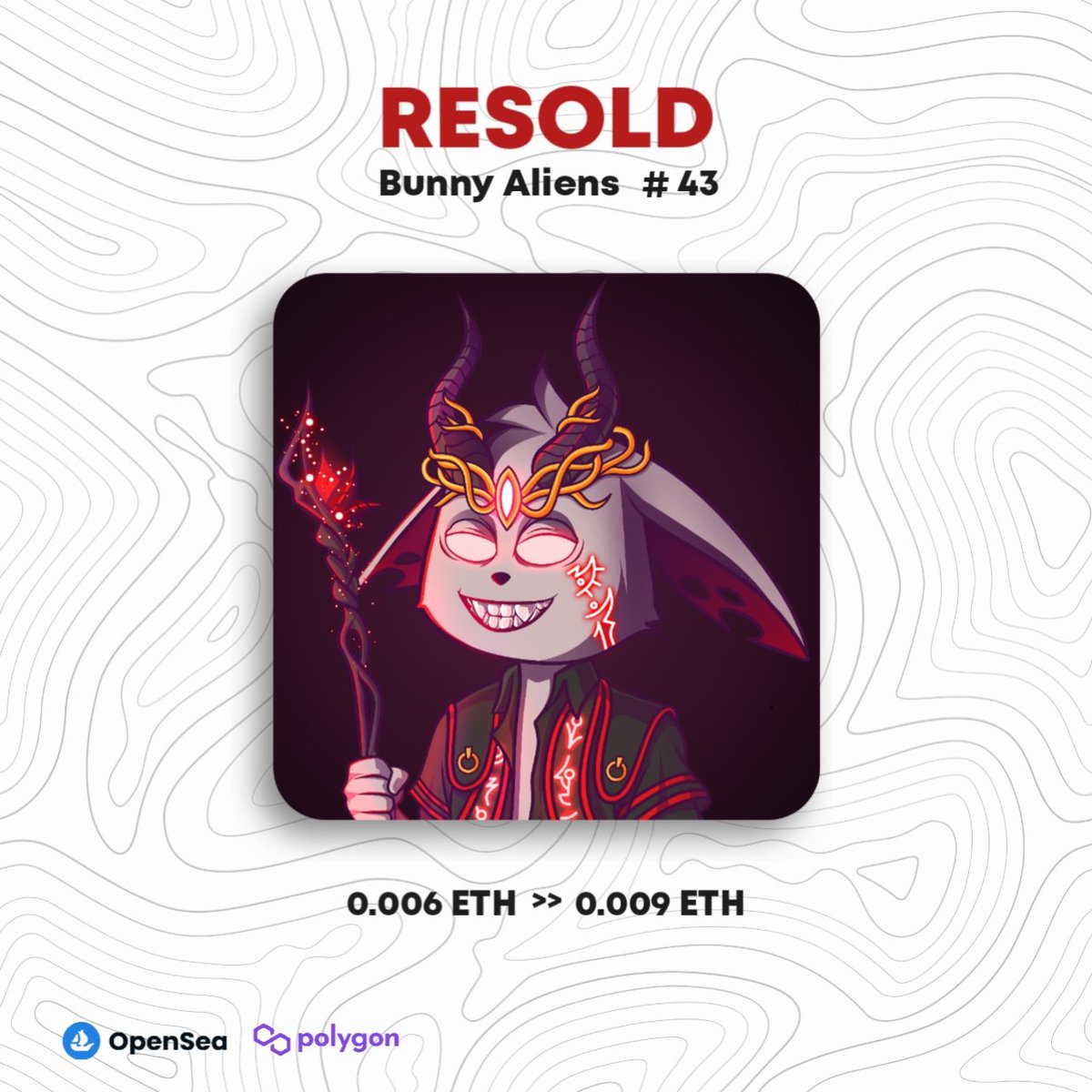 pafururu's tweet photo. RESOLD THIS WEEK 🔥🔥
Bunny alien #04 0.002 eth >> 0.007
Bunny alien #43 0.006 eth >> 0.009
Bunny alien #19 0.003 eth >> 0.008

Thanks you so much for new Owner 🔥🔥
You guys are amazing 🤘🤘
@0xJackalope @litxgirlz @theinkedminkNFT
 #NFT #NFTS #NFTJAPAN #NFT宣伝枠 #NFT買います https://t.co/K5u2tkIU31