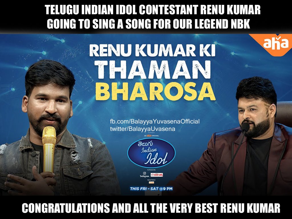 BalaFann's tweet photo. Congratulations and Baga padu anna
#Renukumar @MusicThaman #TeluguIndianIdol https://t.co/yVhbj6vc5O