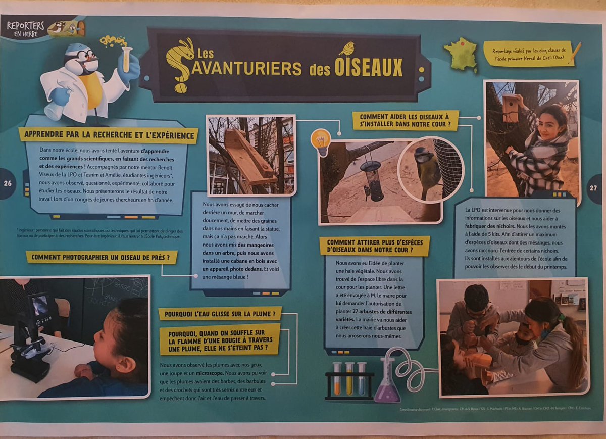 #MustRead
Reportage de Oiseau Mag Junior <a href="/LPOFrance/">LPO France</a> sur les recherches menées sur les oiseaux par 5 classes de l'école élémentaire Nerval de <a href="/Cite_educ_Creil/">Cité éducative de Creil</a> avec l'aide de leurs mentors Tesnim Hamdouni et Amélie Raux X2021 et Benoit Viseux (LPO)
Pour tout savoir sur les plumes⬇️