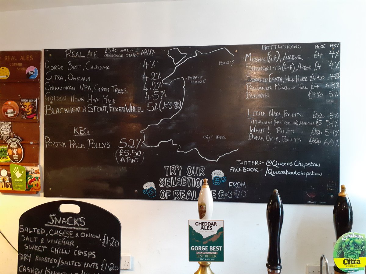 AlastairPKerr's tweet photo. A beaitiful selection of #CaskBeer @OakhamAles @greytreesbrewer @FixedWheelBrew @QueensChepstow the @CheddarAles Gorge Best was on top form @CampaignforPubs #Wales #Goodbeer #Goodbreweries #Goodpub https://t.co/WjPWWsFghv