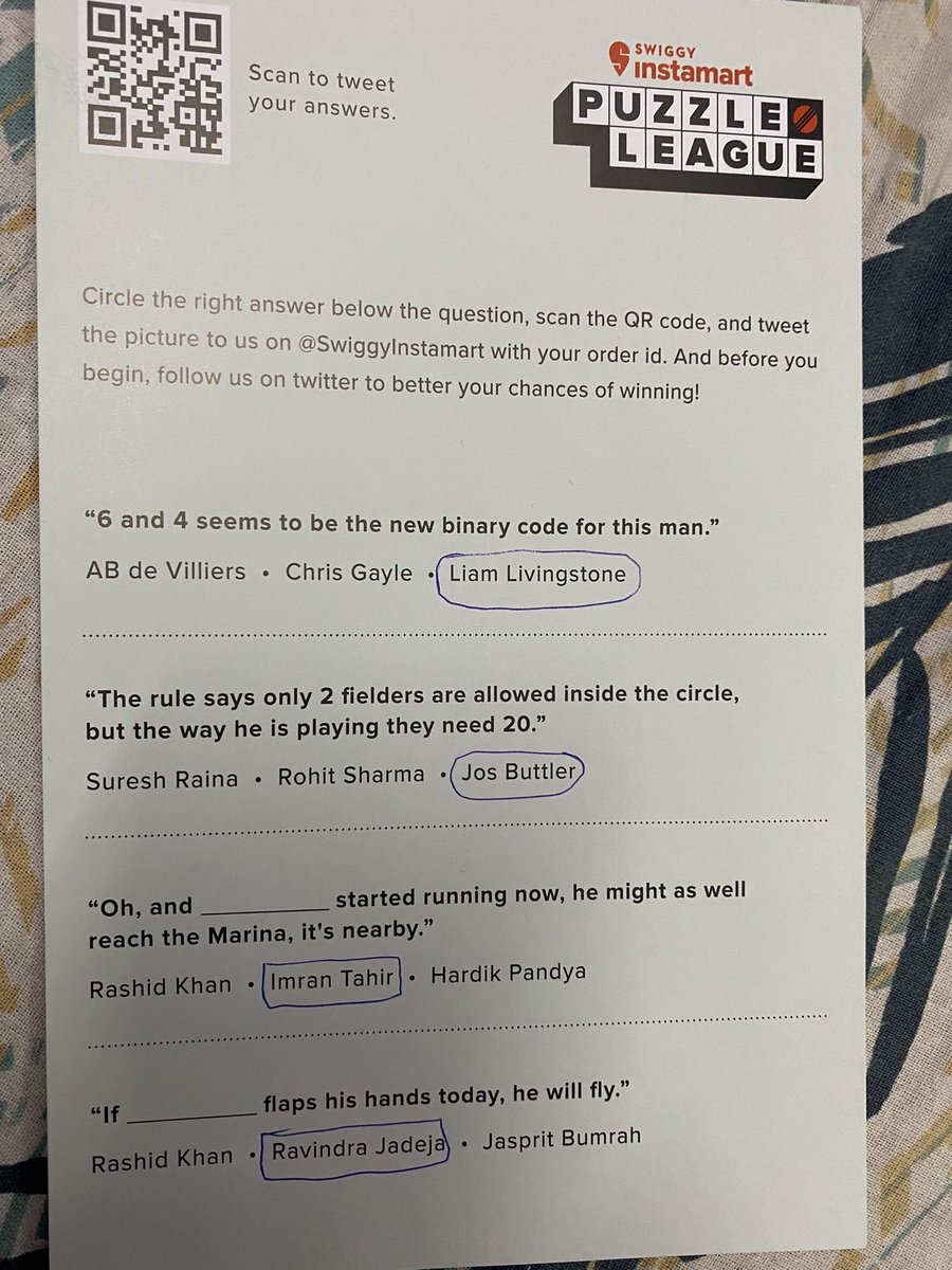27neerajkumar's tweet photo. Here's my answer to this week's #InstamartPuzzleLeague question.
#SwiggyInstamart @SwiggyInstamart #orderid 1180801492425 https://t.co/XSrWokAdmx