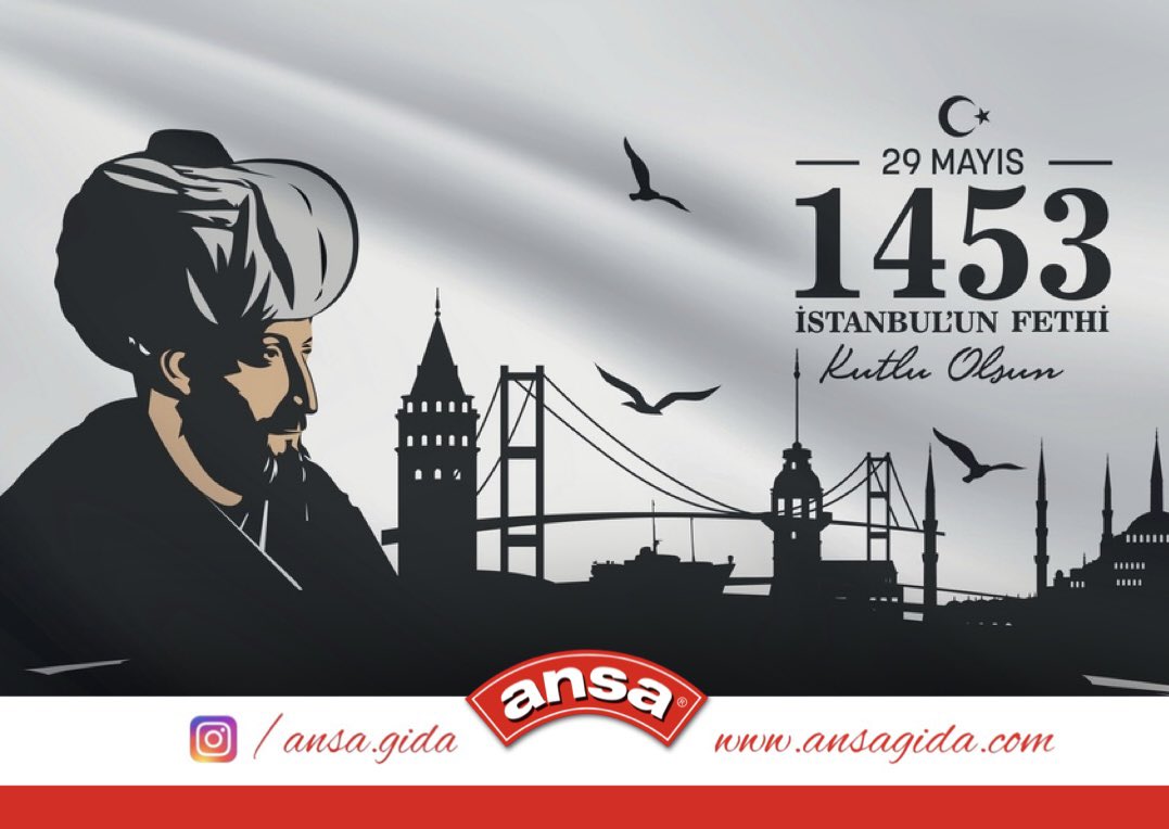 O Güzel Komutana da 
O Güzel Orduya da Binlerce Selam Olsun.
İstanbul’un Fethinin 569. Yılı Kutlu Olsun...🇹🇷⚔️

.
.
.
#AnsaGida #Salça #Konserve #İstanbul #Balıkesir #DomatesSalçası #Tomato #Turkey #Ansa #Lezzet #29Mayıs
#İstanbulunFethi #Fetih #1453 #FatihSultanMehmet