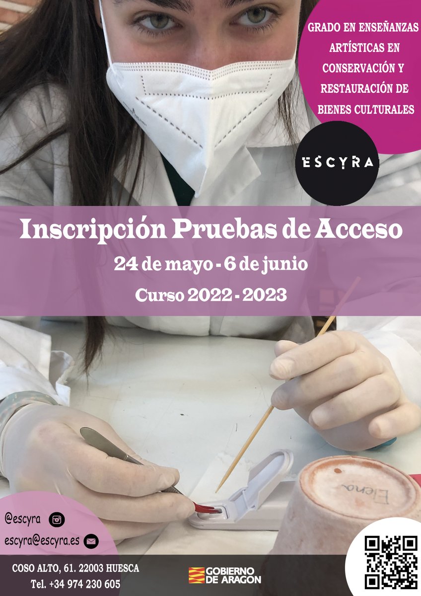 _ACYRA_'s tweet photo. 🎉Abierto el plazo de inscripción para las pruebas de acceso a los títulos de grado en conservación-restauración de https://t.co/EX8jv95AS5 en la #ESCYRA hasta el 6 de JUNIO.

📌Fechas  de las pruebas de acceso 20 junio (escultura) y 21 junio (pintura).

https://t.co/zm5KT7A1fS https://t.co/0UqGQ7OQWJ
