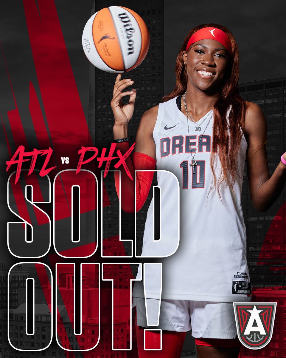 AtlantaDream's tweet photo. You already know the drill, Atlanta...

Today's game against Phoenix is SOLD OUT🔥🔥 https://t.co/lCbN8PGICg
