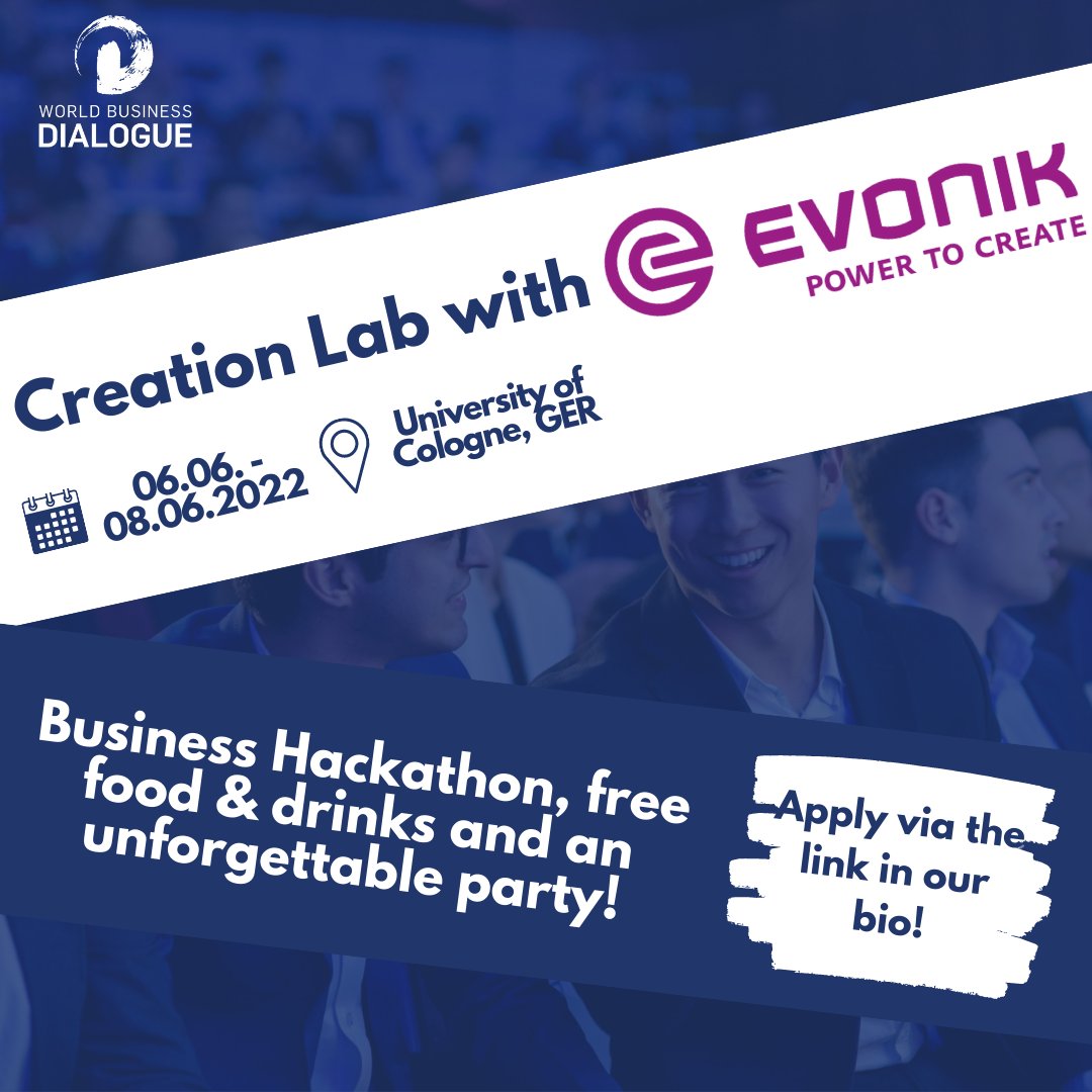 Impress renowned company representatives and land your job at Evonik!

Apply now via the link in our bio until 02.06.2022!

#worldbusinessdialogue #Evonik #team #business #consulting #work #international #students #cologne #career #food #jobinterview