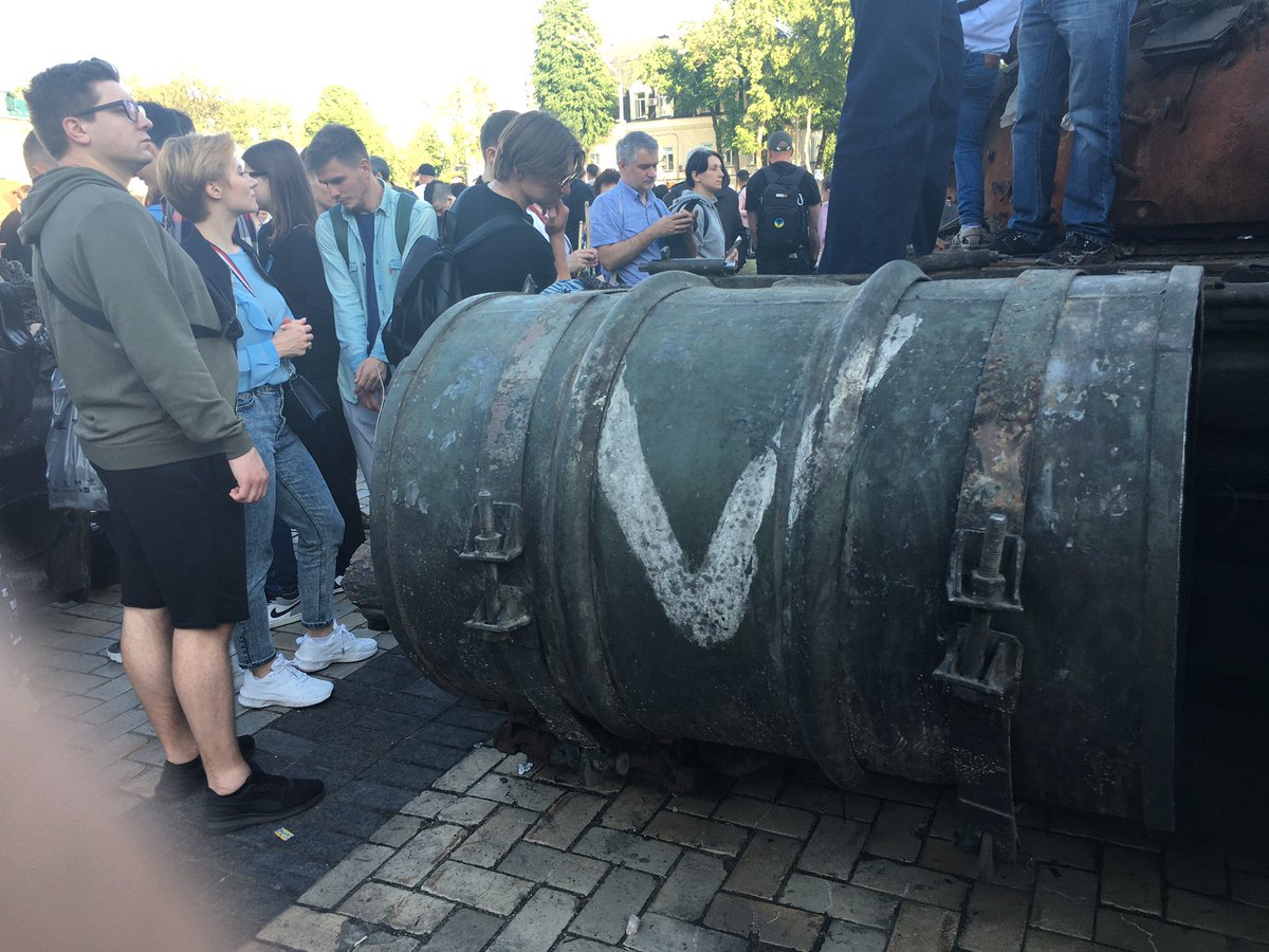 People here marking #KyivDay by checking out destroyed Russian gear. Mood buoyant.