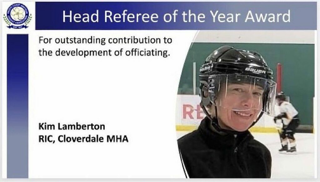 CloverdaleMHA's tweet photo. Posted @withregram • @pcahamain Congrats to Kim Lamberton, RIC from Cloverdale MHA on being awarded the #PCAHA Head Referee of the Year Award! https://t.co/4cT9u20dGs https://t.co/5ZtpXBWzHy