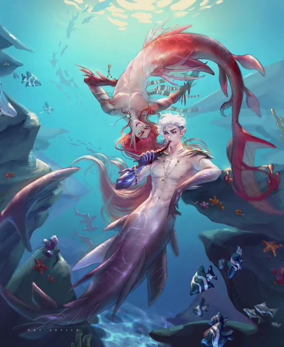 Yep, mermaids AU 🧜‍♂️#mermay #dkt_oc #kai_dante #bl 