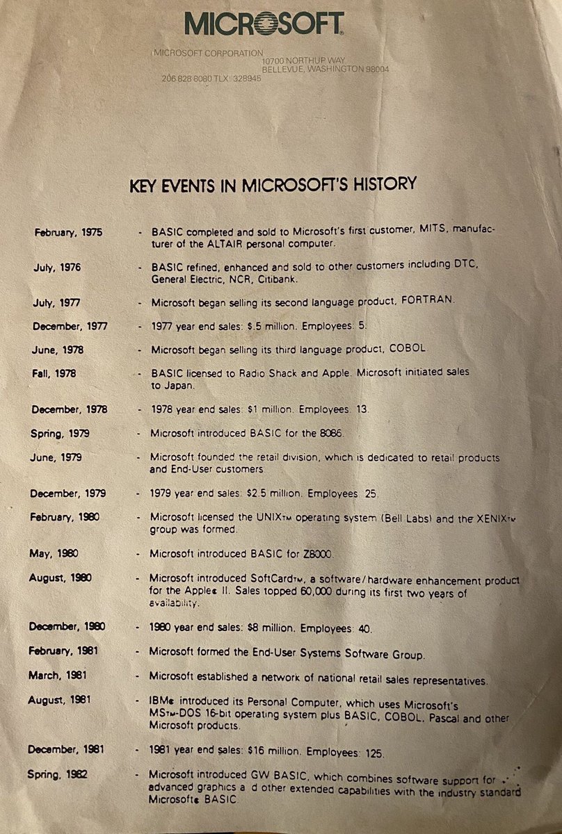 Looking at the growth rate (revenue &amp; team size) in Microsoft’s early years. 

You gotta start somewhere to build something big.