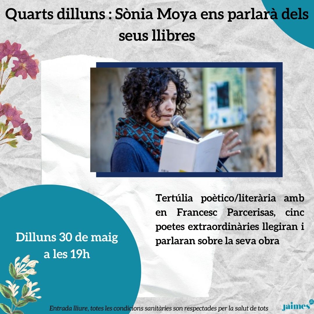 ✨ Quarts dilluns : Sònia Moya ens parlarà dels seus llibres ✨ Tertúlia poètico/literària amb en Francesc Parcerisas, cinc poetes extraordinàries llegiran i parlaran sobre la seva obra 🌸 Dilluns 30 de maig a les 19h 📚 #librairie #librairieindependante #librairiefrancophone