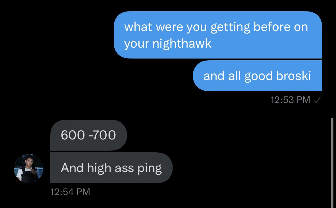 DamagedPower's tweet image. got his full speeds on his nighthawk and lowered his ping by 30-70ms to a solid 2ms