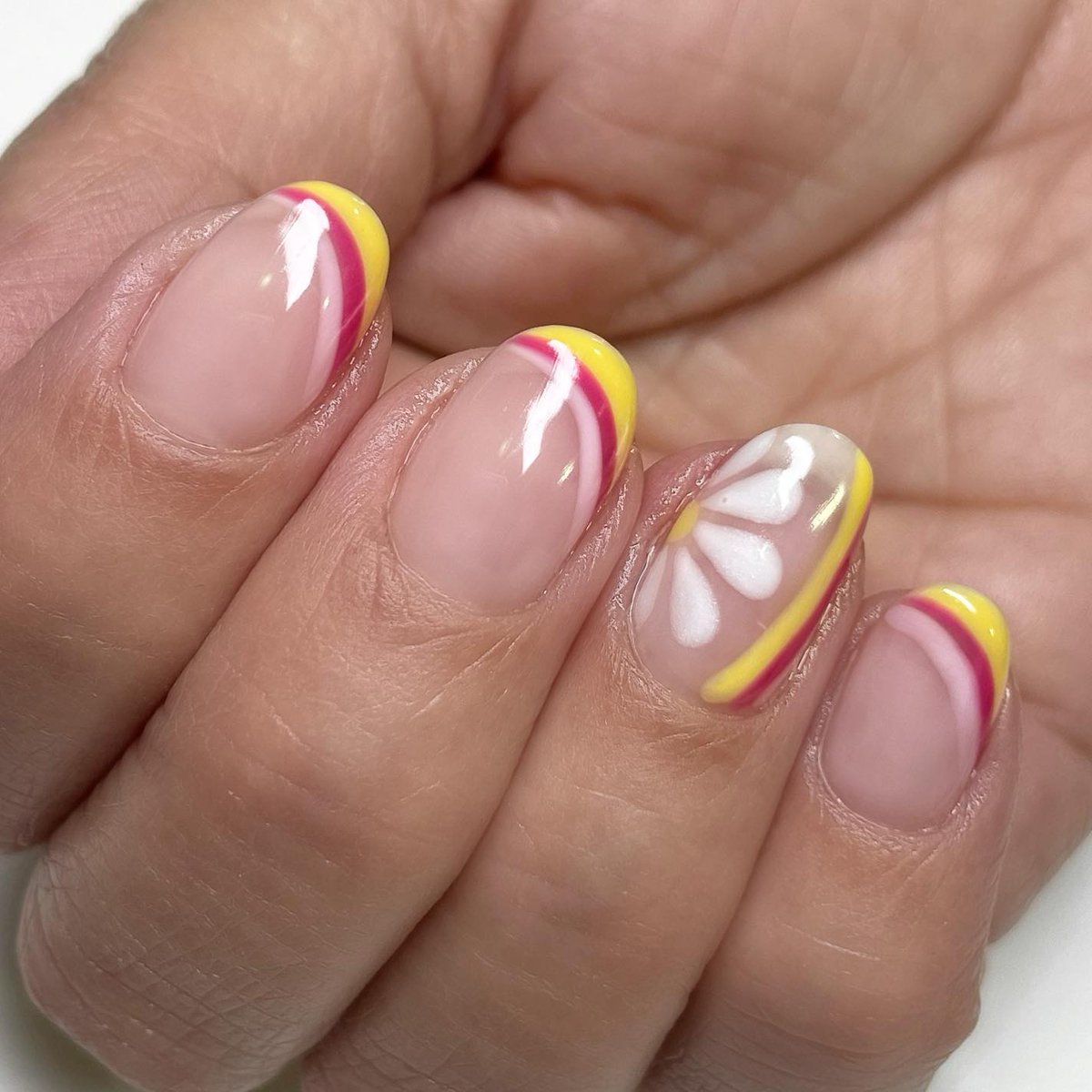 OPI_PRODUCTS's tweet photo. Take some cues from @samanthanailedit: apply a neutral base shade and then make your own rainbow with multicolored arcs at the tip. 

Shades: #SunSeaAndSandInMyPants, #7thAndFlower, #ModAboutYou, #AlpineSnow, and #PutItInNeutral 

Try This Shade: https://t.co/qQSo2S2FbQ https://t.co/nrJh80eLy3