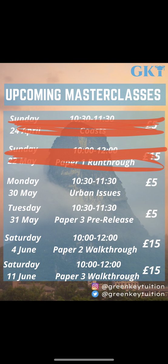 Final 4 masterclasses of the year to go! Starting with Urban Issues tomorrow - follow the link: eventbrite.com/o/40727217763  #aqa #geography #year11 #exams #gcse2022 #gcse #studygram