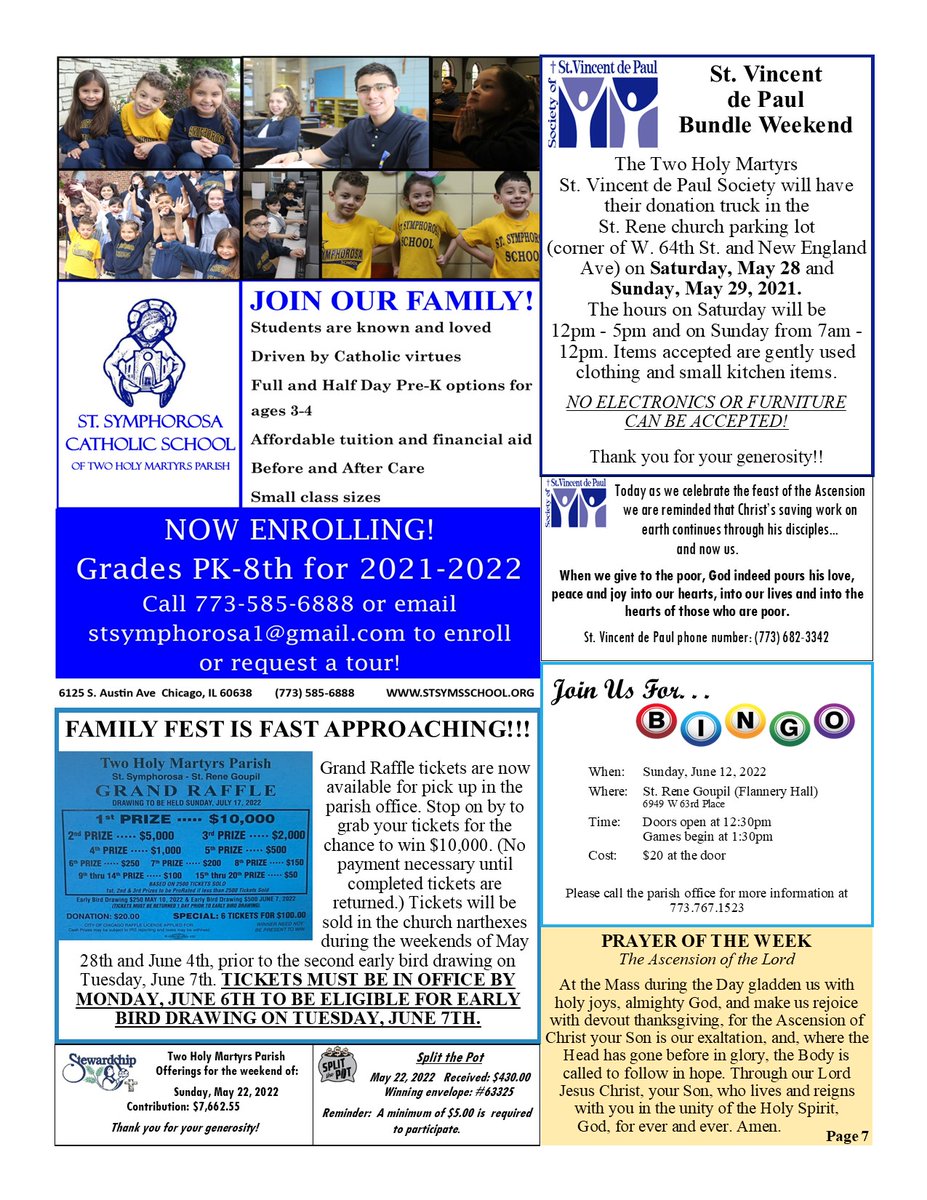 twoholymartyrs's tweet photo. Help wanted, summer jobs, bingo, School &amp; RE news &amp; more in this weeks bulletin! Don't forget that our bulletin can be viewed on our website, Facebook, Twitter, Instagram &amp; in print at both worship sites. Take a look &amp; join us! (part 2) #churchbulletin #thm #joinus https://t.co/29GuypI8wc
