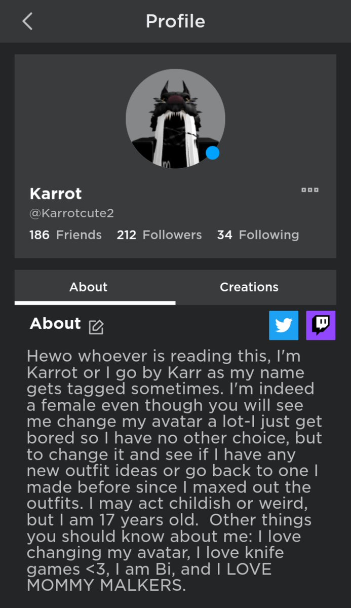 Karrotcute2's tweet photo. I finally change my about thing- https://t.co/kM4QNlbwp9