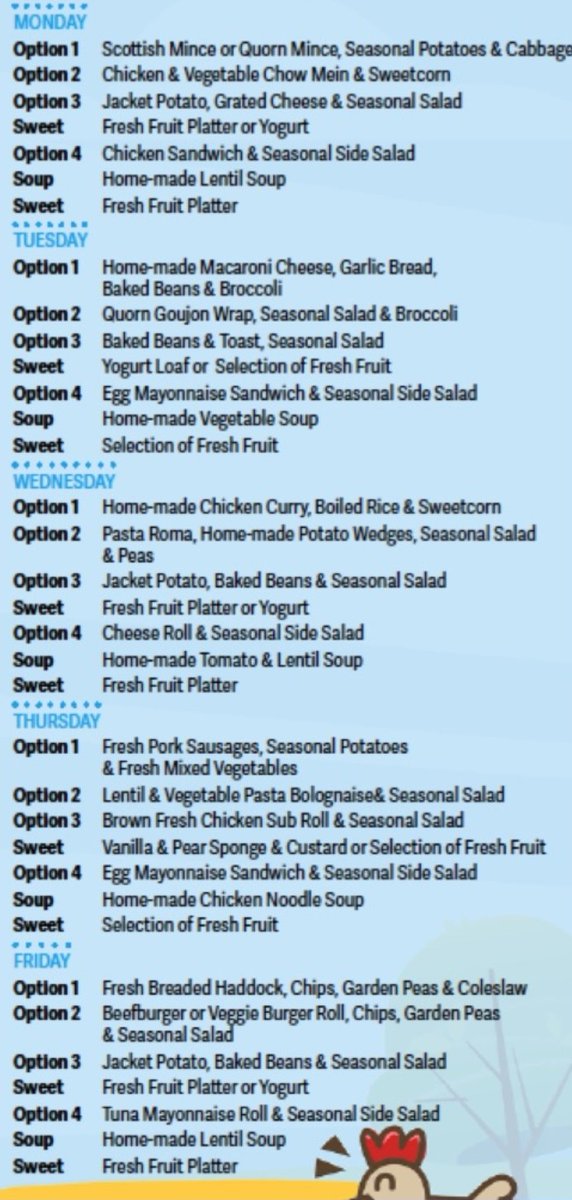 GarnockPrimary's tweet image. We hope you have all had a lovely weekend in the sunshine. We have a short week ahead, but if you could please discuss this week's menu with your child, remembering there is a special Platinum Jubilee menu on Wednesday.
#deliciousoptions
#platinumjubilee
@Sdalton321