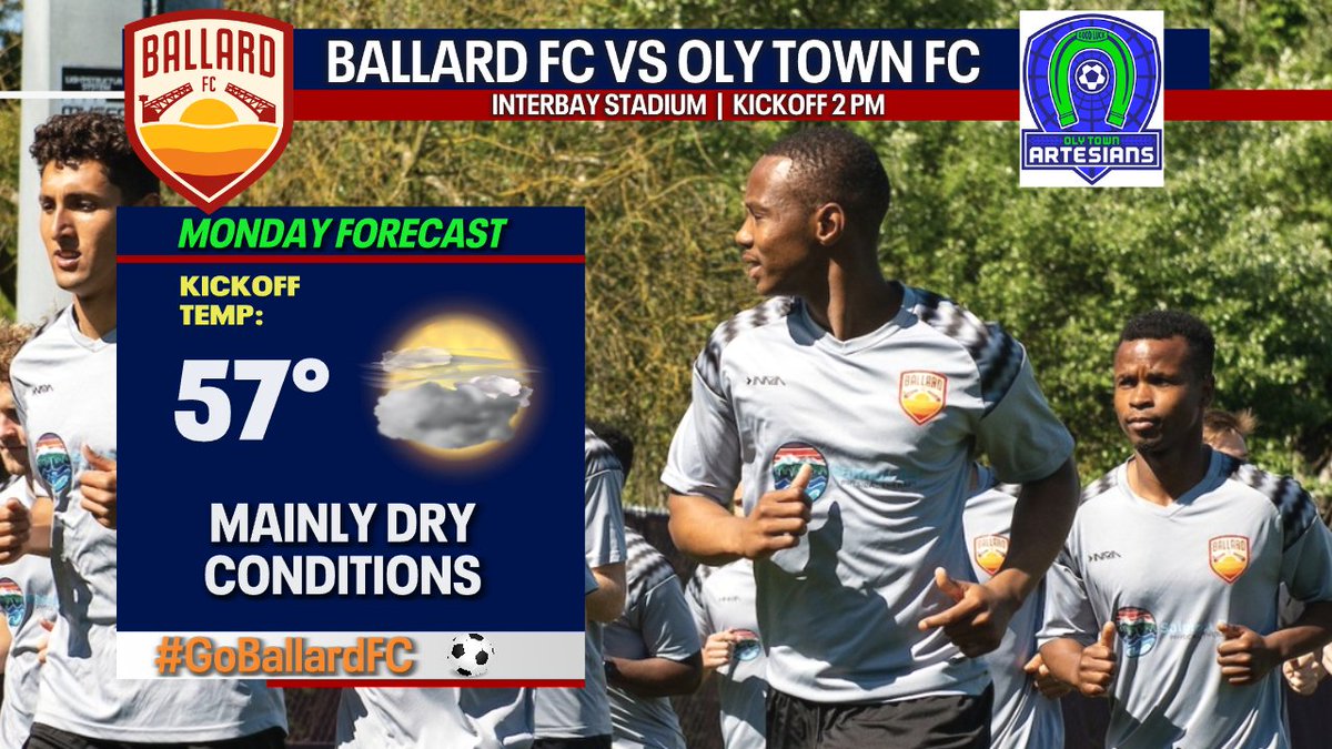 ErinMayovsky's tweet photo. Who's ready for another win at #InterbayStadium
@GoBallardFC hosting @OlyTownFC tomorrow, #MemorialDay at 2pm!
#FOX13 #GoBallardFC https://t.co/7uPORYuuds