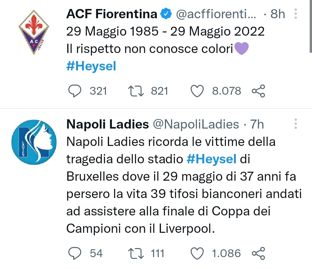 caminFAF's tweet photo. I club che quest'anno hanno ricordato le vittime dell' #heisel:
un club di serie A.
Due club di calcio femminile.
Un club di serie D.
Un club straniero. https://t.co/OabNjhzGt4
