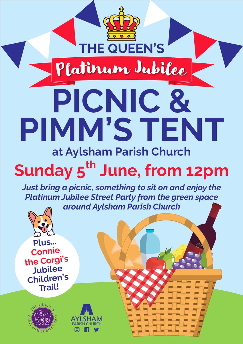 aylsham parish church (@aylshamchurch) on Twitter photo Didn't get a place at #Aylsham's #PlatinumJubileeStreetParty? Don't worry, just bring a picnic, a seat & enjoy the celebrations <a href="/aylshamchurch/">aylsham parish church</a>! Our #Pimms tent will serve that #QuintessentialTasteofSummer + kids will be entertained with #ConnietheCorgi's #JubileeChildrensTrail!😀 Didn't get a place at #Aylsham's #PlatinumJubileeStreetParty? Don't worry, just bring a picnic, a seat & enjoy the celebrations <a href="/aylshamchurch/">aylsham parish church</a>! Our #Pimms tent will serve that #QuintessentialTasteofSummer + kids will be entertained with #ConnietheCorgi's #JubileeChildrensTrail!😀