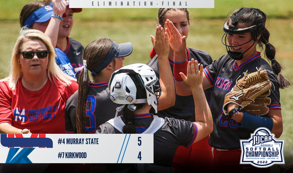 NJCAASoftball's tweet photo. 𝑪𝒉𝒂𝒎𝒑𝒊𝒐𝒏𝒔𝒉𝒊𝒑-𝒃𝒐𝒖𝒏𝒅 ‼️

No. 4 Murray State works its way out the elimination bracket and earns a trip to the 2022 #NJCAASoftball DII Championship final!

https://t.co/VcfamVMAOj https://t.co/HBuf7RfTqT