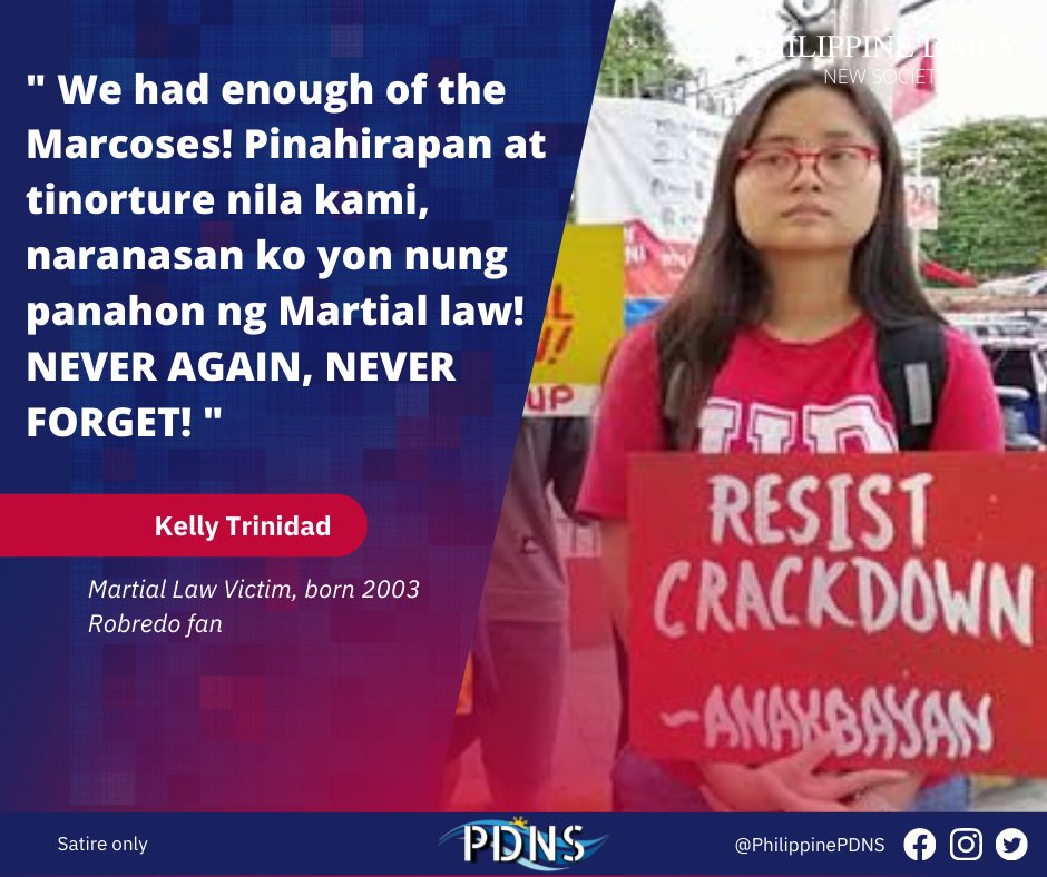 PhilippinePDNS's tweet photo. LOOK: Kelly, born 2003 and a martial law victim tells us why she will not support the incoming Marcos presidency https://t.co/BmDPo7ZIh8