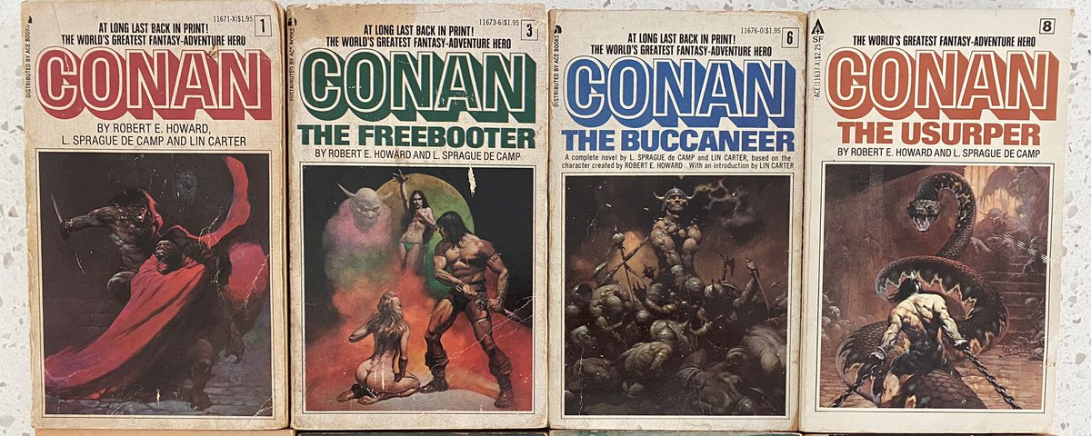 PaprbackWarrior's tweet image. Picked these up yesterday. Looks like they were all first editions. I’ve been back into Conan lately.