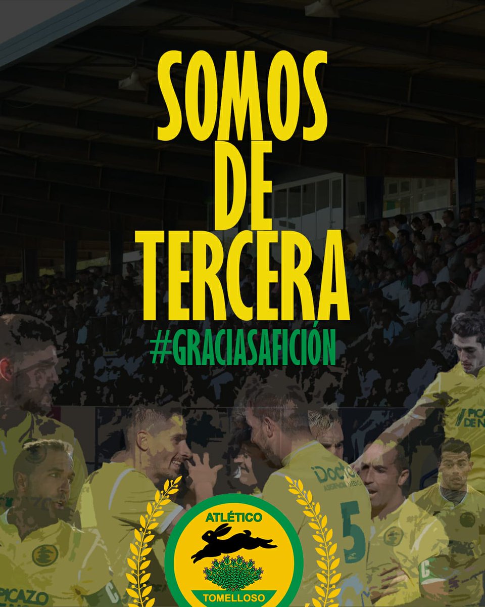FINAAAAL 💛💚🥳 !!!

AT. TOMELLOSO 4-1 CAZALEGAS

⚽ MORALES (2), GALLEGO Y SERGIO MADRID

🎉 INCREÍBLE LO QUE HEMOS VIVIDO HOY EN EL PACO GÁLVEZ 💚💛

🚀 TOMELLOSO ES DE TERCERA RFEF!!!!

#HemosVuelto 🔝🤪