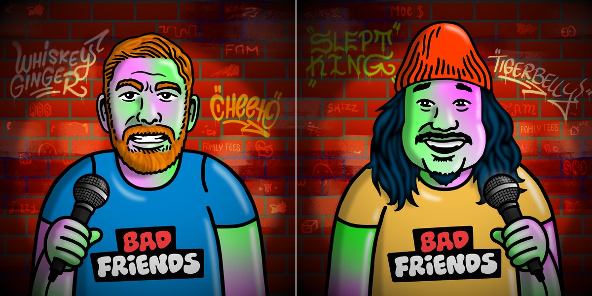 The Fam knows we love comedy, so of course our favourite podcast is <a href="/badfriends_pod/">Bad Friends</a> with <a href="/bobbyleelive/">Bobby Lee</a> and <a href="/CheetoSantino/">ANDREW SANTINO</a>! Check out these AMAZING customs by <a href="/wackytupaky/">Kaput</a> &amp; <a href="/CameoVTS/">CameoVTS</a>! 

Hey Bobby &amp; Andrew, hit us up, we’d love to send over these NFTs to you!