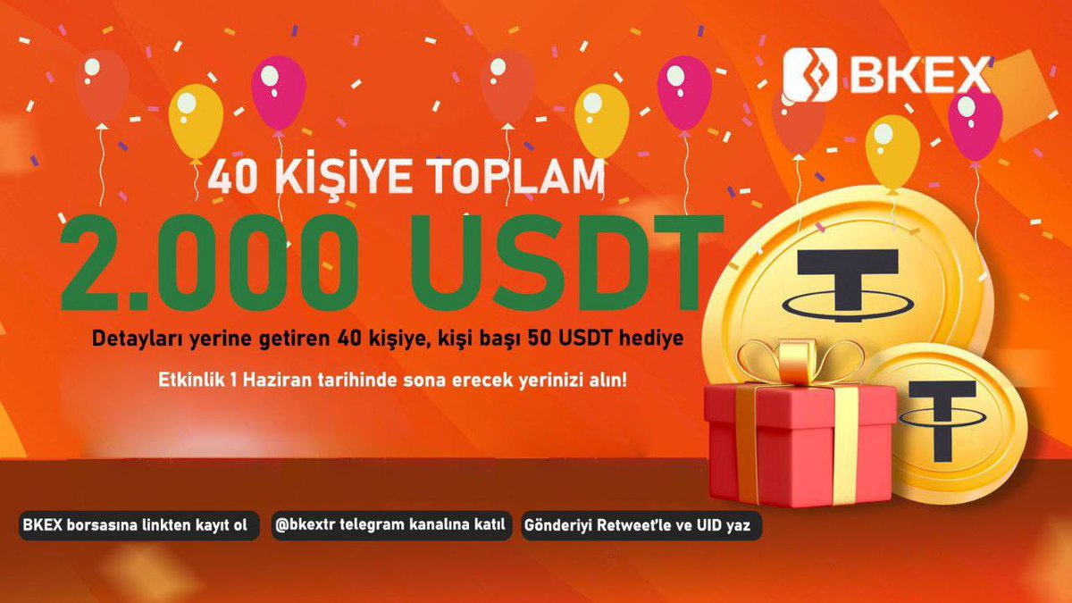BKEX Sponsorluğunda Tam 40 Kişiye, 33.000TL Hediye Ediyoruz🎉

Katılmak için;

1- Bu gönderiyi RT, Beğen.

2-Link üzerinden Kayıt Ol👇
h5.bkex.pub/extenal/regist…

3- t.me/bkextr telegram kanalına katıl.

Sonuçlar 1 HAZİRAN’da <a href="/bkexturkiye/">BKEX TR</a> açıklayacağız!

Bol Şans🍀