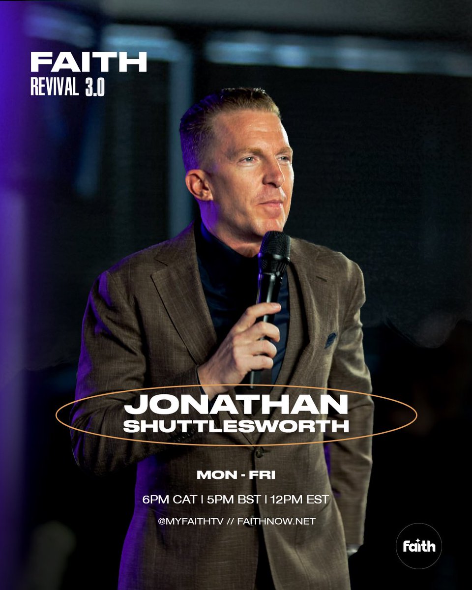 MyFaithTv's tweet photo. Faith Revival 3.0 is here and @JDShuttlesworth is going to do what he’s going to do. 
All you need to do is rock up and God will do the rest 🔥🙌
.
.
. 
We start at 18:00 CAT 🇿🇦 • 17:00 BST 🇬🇧 • 12:00 EST 🇺🇸 
If you didn’t know, now you do! https://t.co/ffiahUPmnK