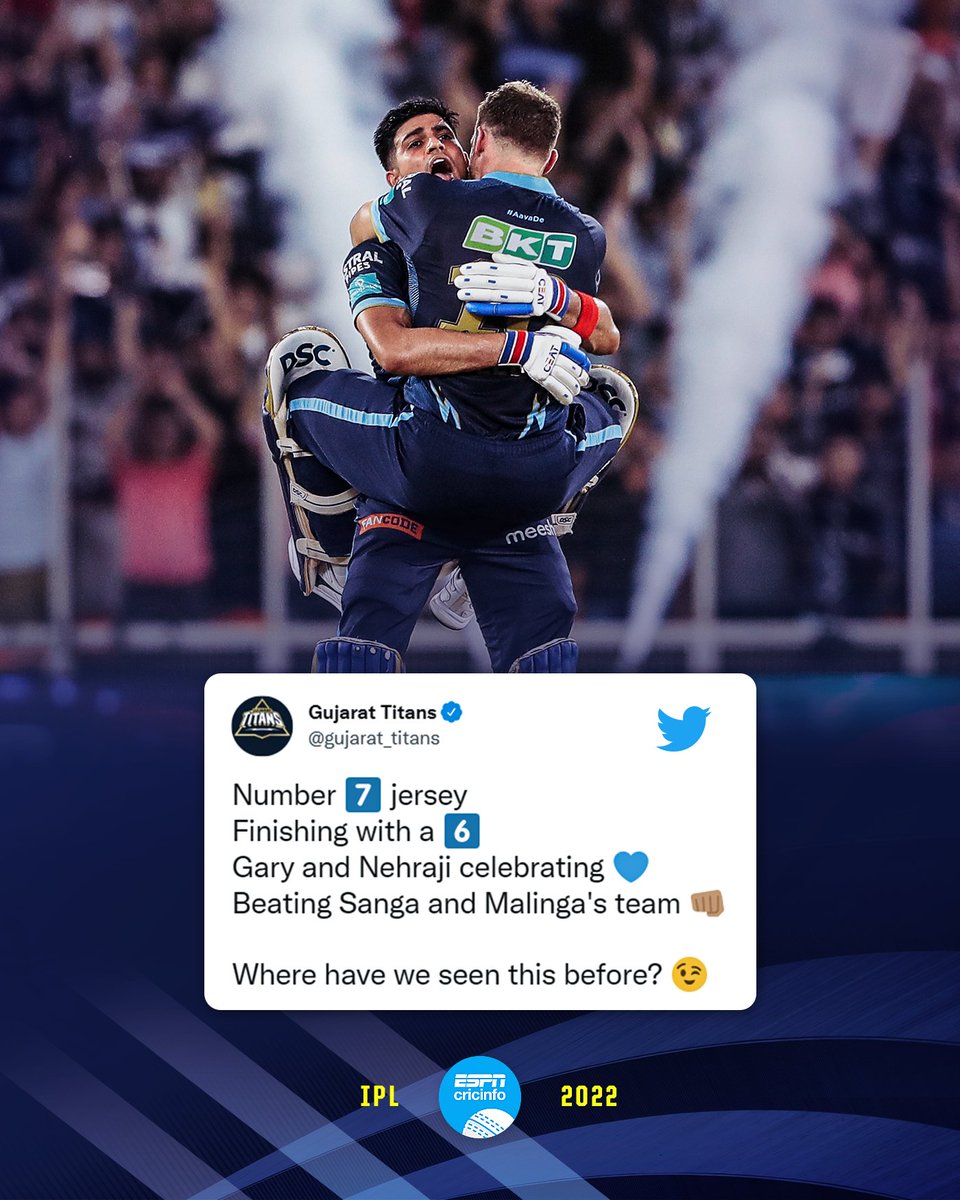 cricinfo's tweet photo. What a tweet 👏 

#IPLFinal | #IPL2022 https://t.co/tmvVK9g2FQ
