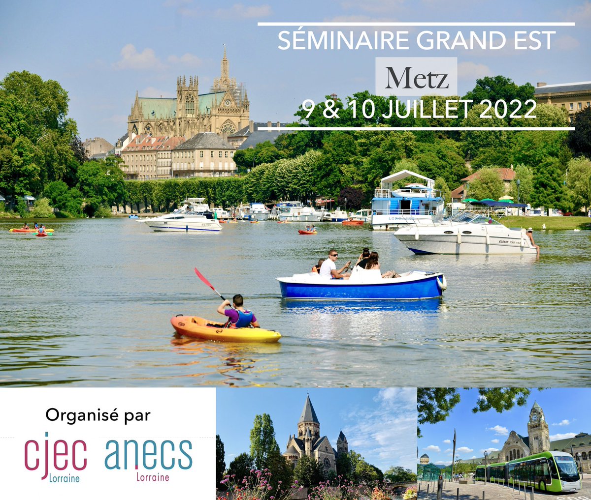 Ne manquez pas notre prochain séminaire Grand Est à la découverte de la charmante ville de Metz ! Co-organisé par le CJEC et l'ANECS Lorraine, nos hôtes seront les sections ANECS et CJEC d'Alsace, Champagne et Luxembourg. 

Ne manquez pas l'ouverture prochaine des inscriptions !