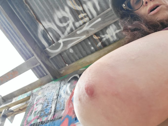 I started pulling out my tits and playing with them. I was wishing for a stranger to come along and help