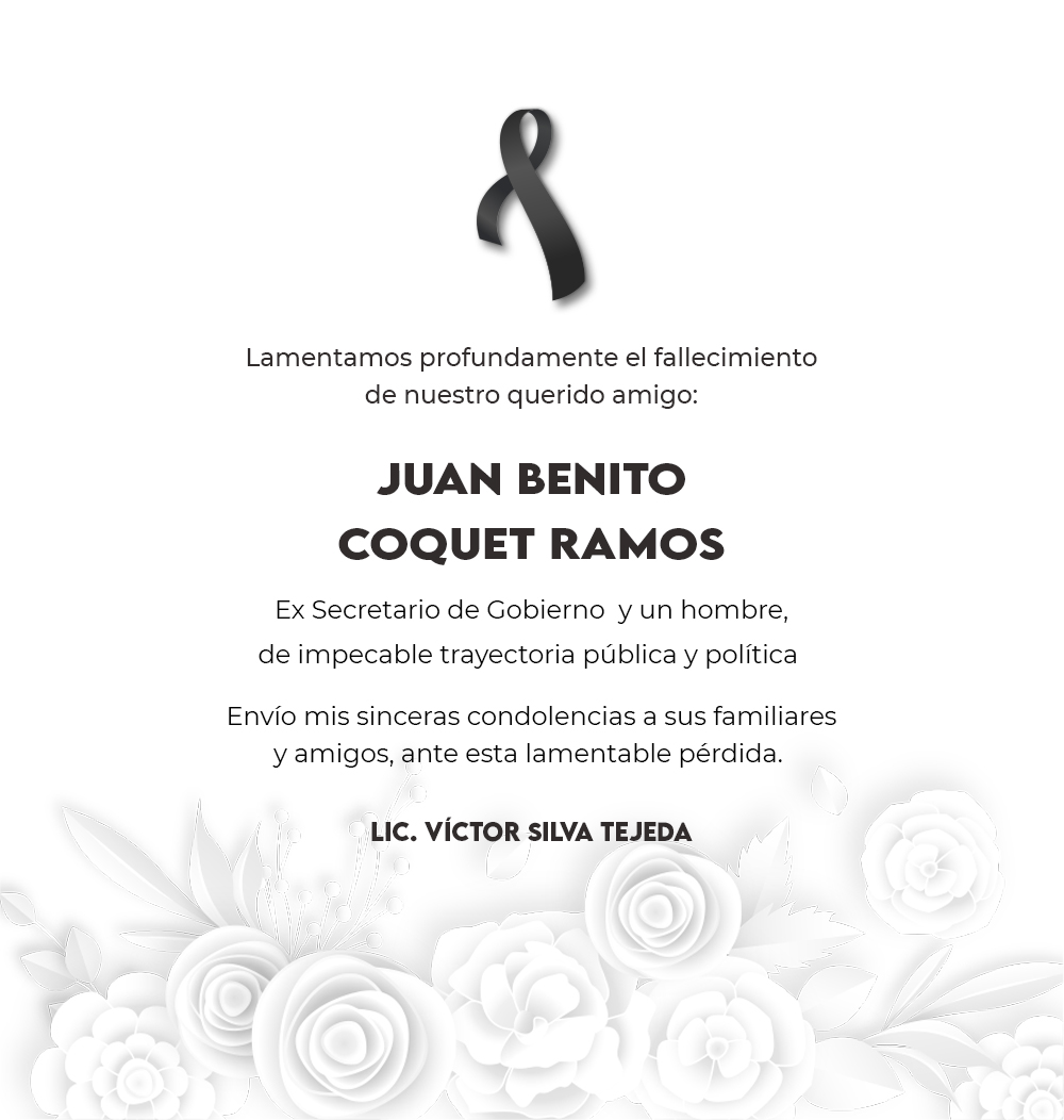 ⚫️ Lamento mucho el fallecimiento de Don Juan Benito Coquet Ramos, un gran ser humano, servidor público y político. 
En Paz Descanse.