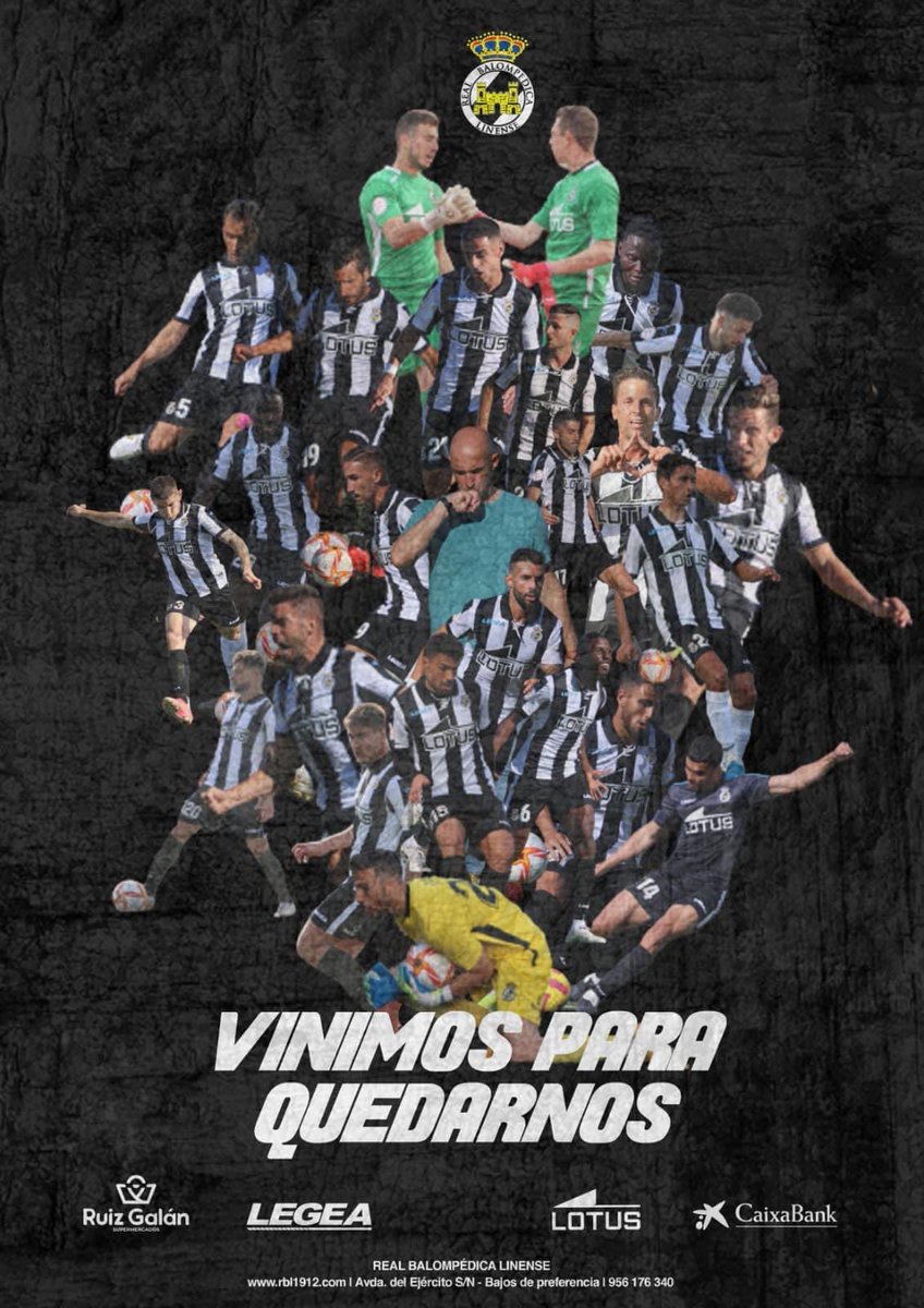 VINIMOS PARA QUEDARNOS🤍🖤

Objetivo cumplido, puesto 12 que otorga la permanencia en la <a href="/Primera_RFEF/">Primera Federación Versus e-Learning</a> @footters 

Agradecer a toda la afición y pueblo de La Línea por las muestras de apoyo cada semana, ya que como indica el lema de la temporada que termina:

”Sin ti no soy nada”